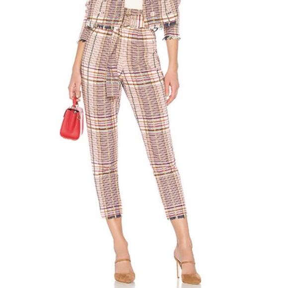 Revole Tularosa Greyson Pant Trousers Plaid Paperbag Pant High Waist Twill Large - Picture 1 of 9